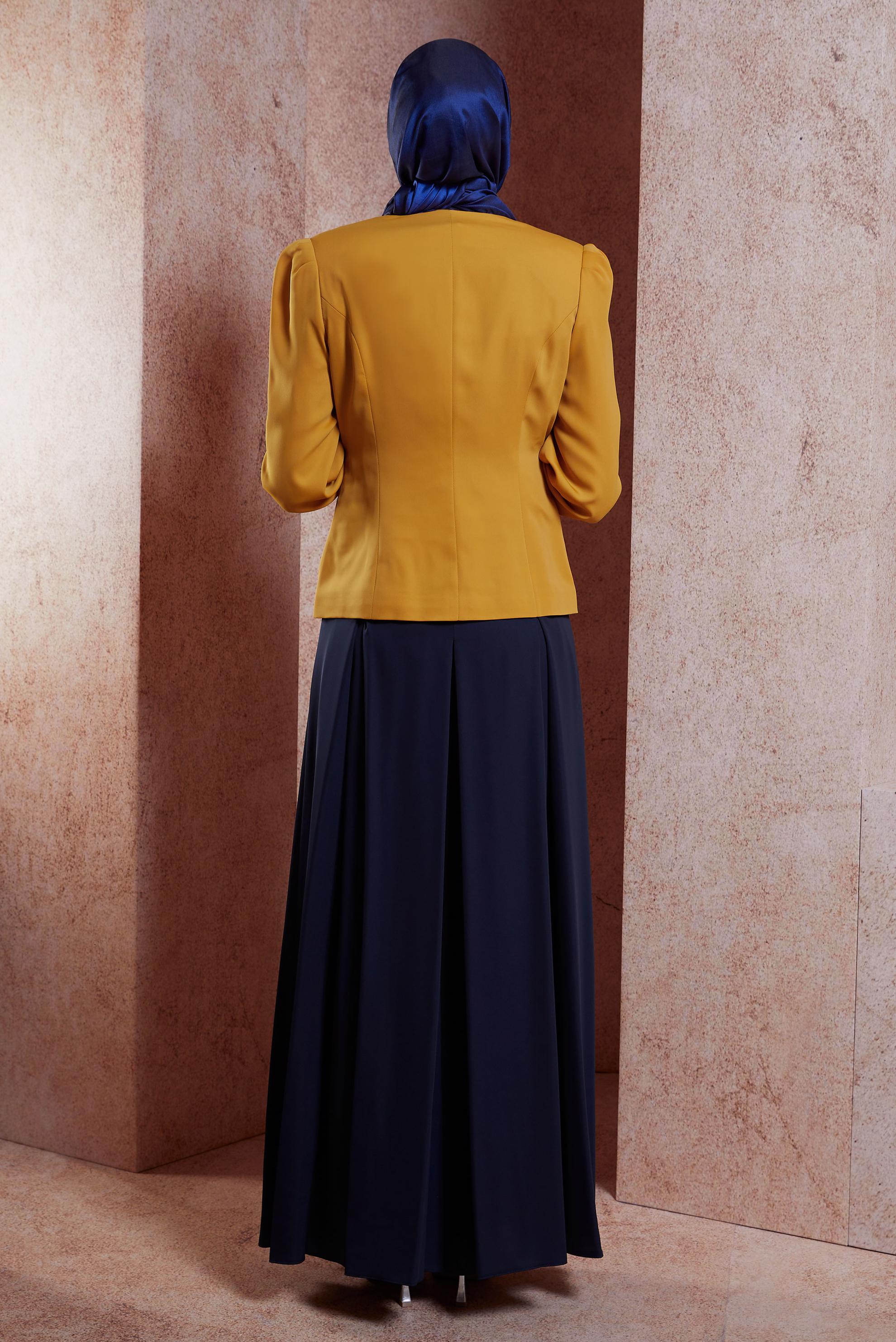 Tesettür giyim SARI CEKETLİ TULUMLU TAKIM 3863