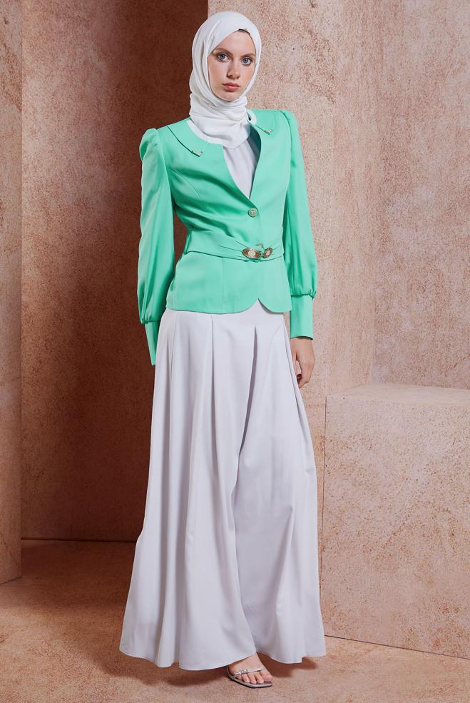 Vêtements hijab VERT SALOPETTE AVEC VESTE 3863 - ALVİNA