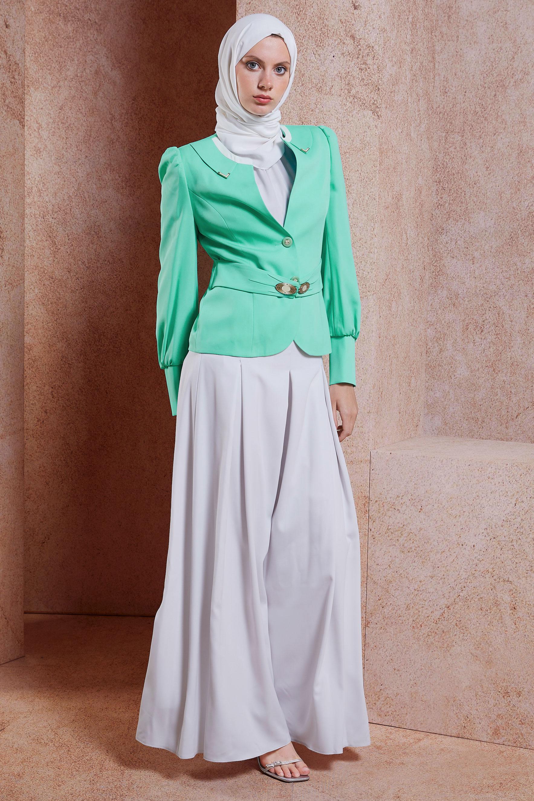 Vêtements hijab VERT SALOPETTE AVEC VESTE 3863