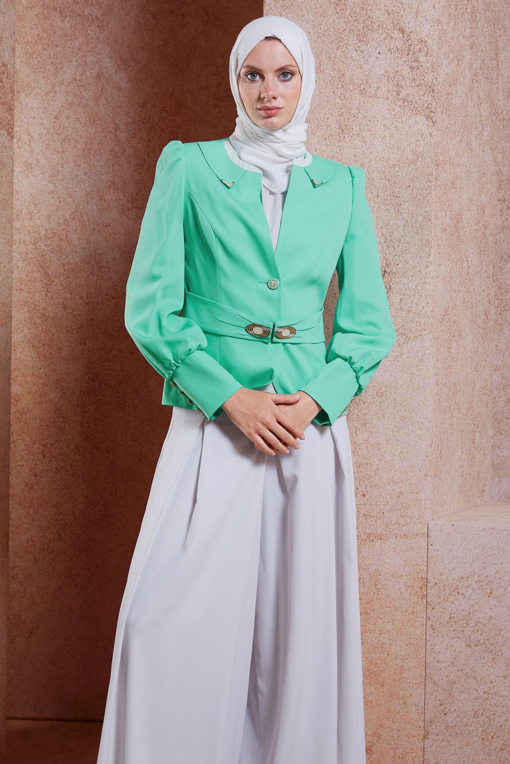 Vêtements hijab VERT SALOPETTE AVEC VESTE 3863
