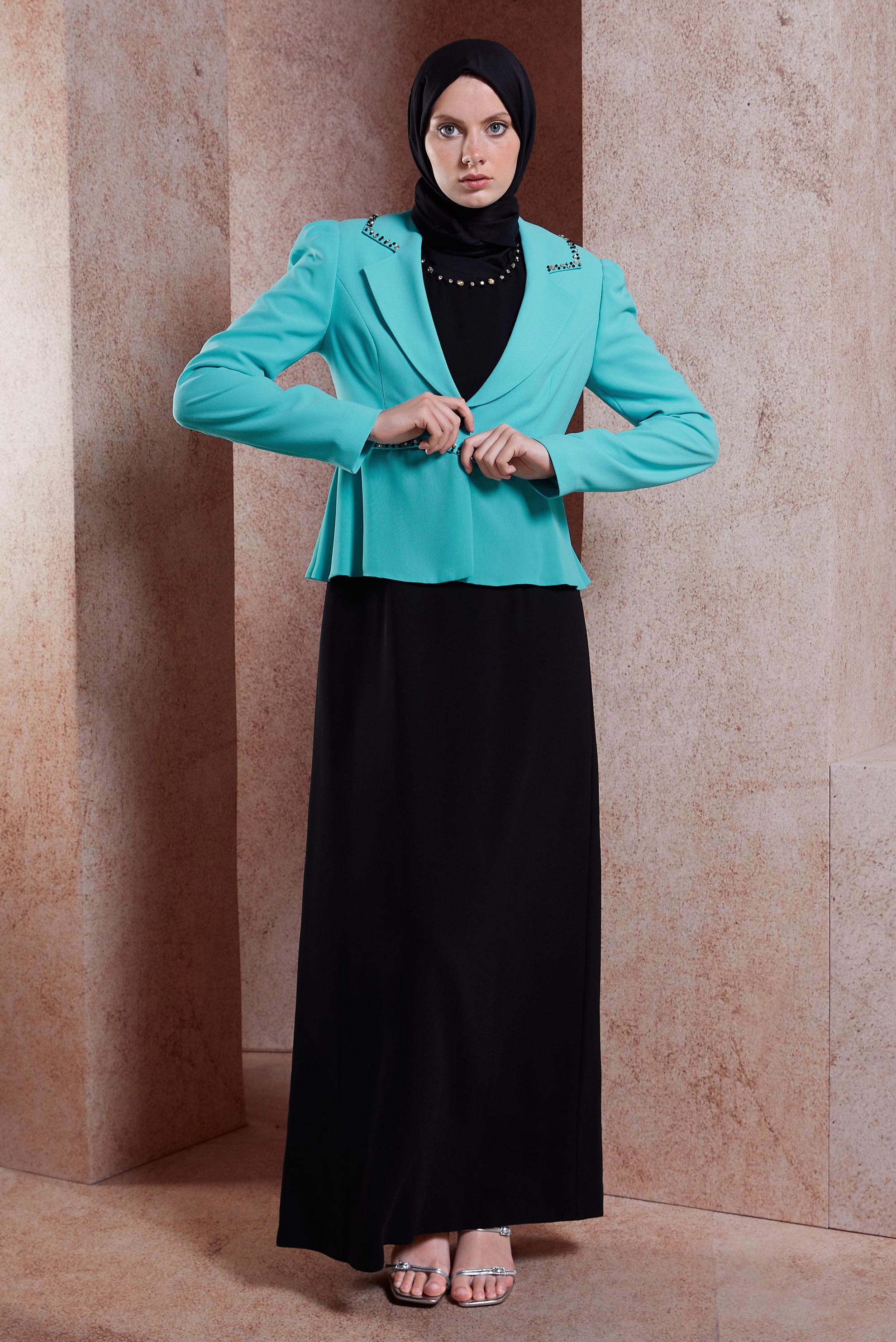 Hijab clothing BLUE DRESS SUIT WITH JACKET 3874
