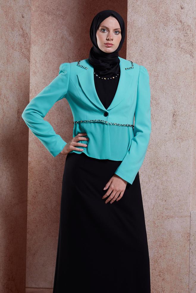 Hijab clothing BLUE DRESS SUIT WITH JACKET 3874 - ALVİNA