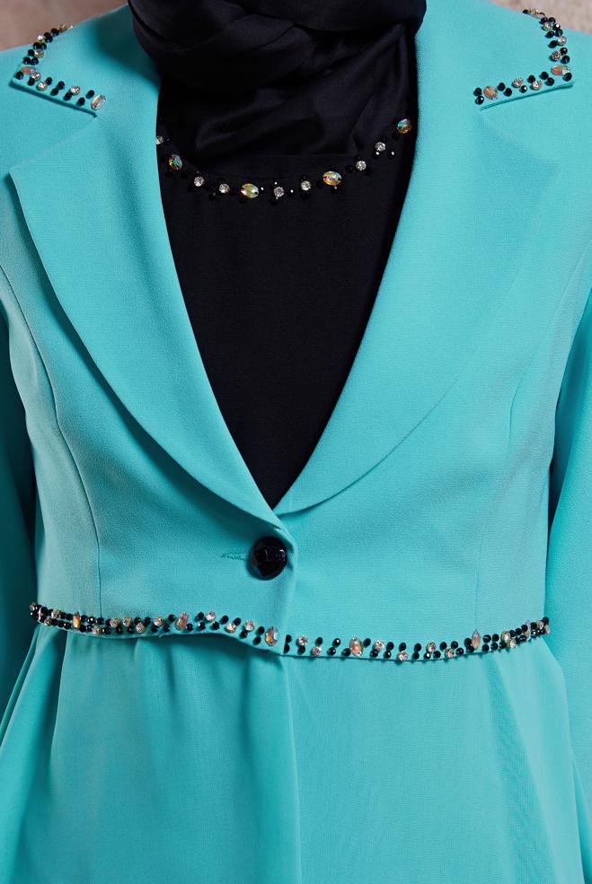Hijab clothing BLUE DRESS SUIT WITH JACKET 3874 - ALVİNA