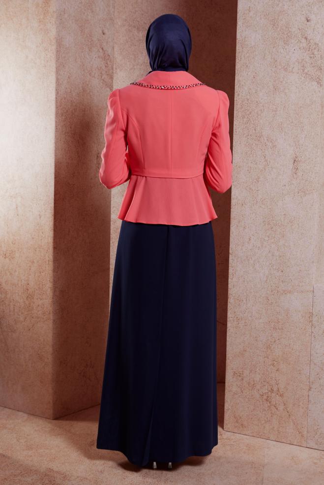 Hijab clothing CORAL DRESS SUIT WITH JACKET 3874 - ALVİNA