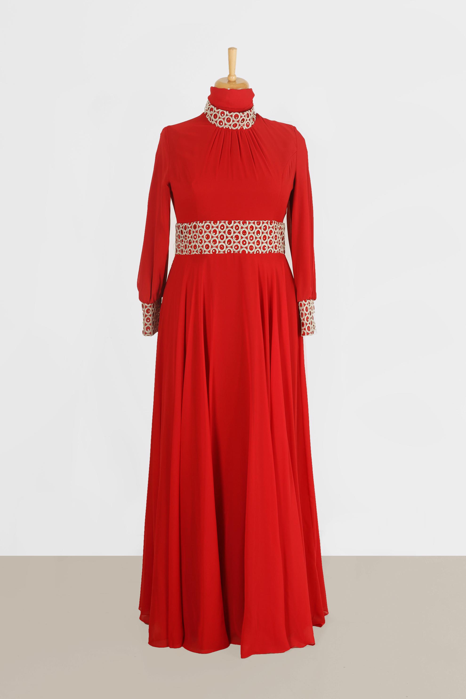 Tesettür giyim BORDO 5921 NEW MULTİ ŞİFON ABİYE 44/48 TEK42