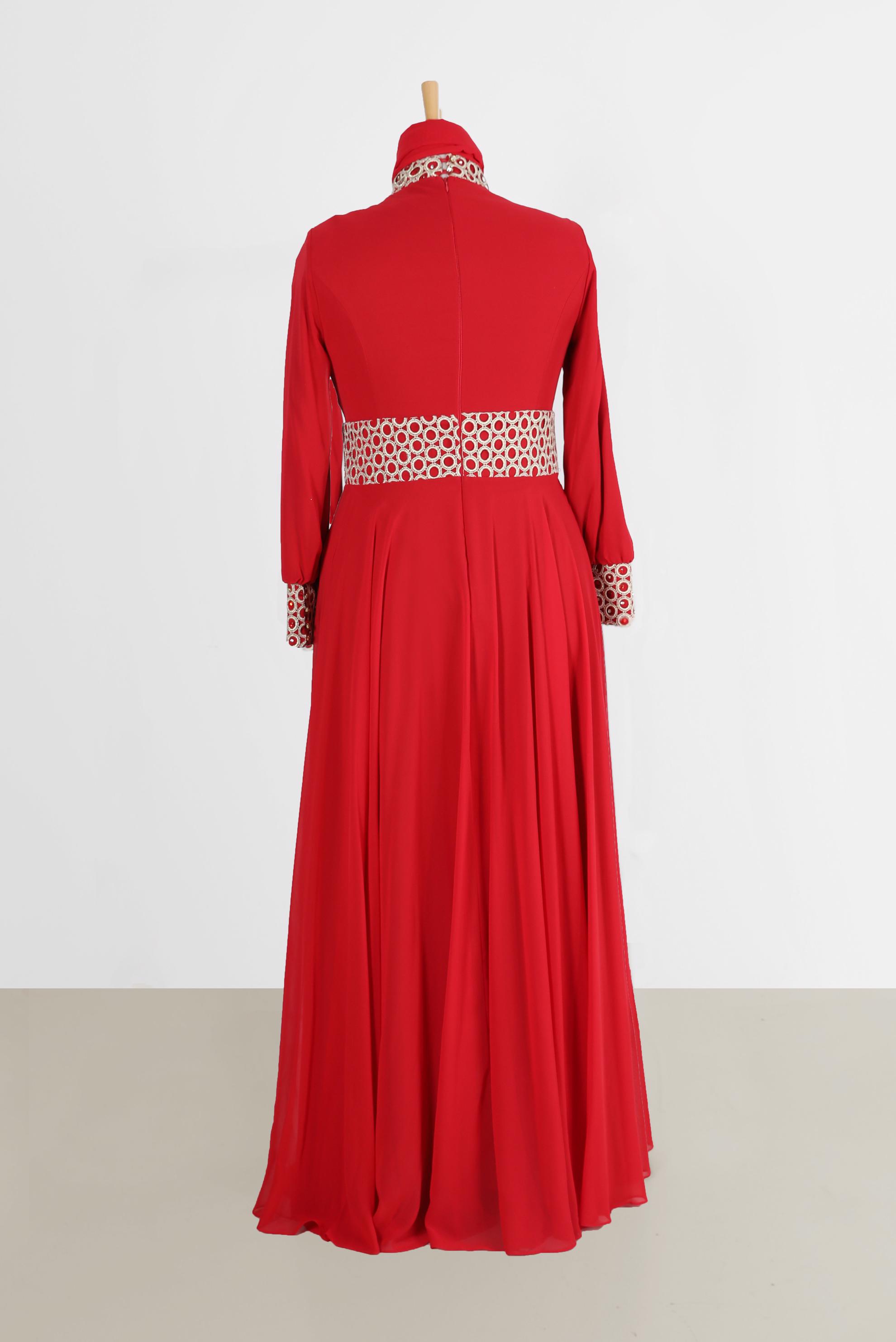 Tesettür giyim BORDO 5921 NEW MULTİ ŞİFON ABİYE 44/48 TEK42