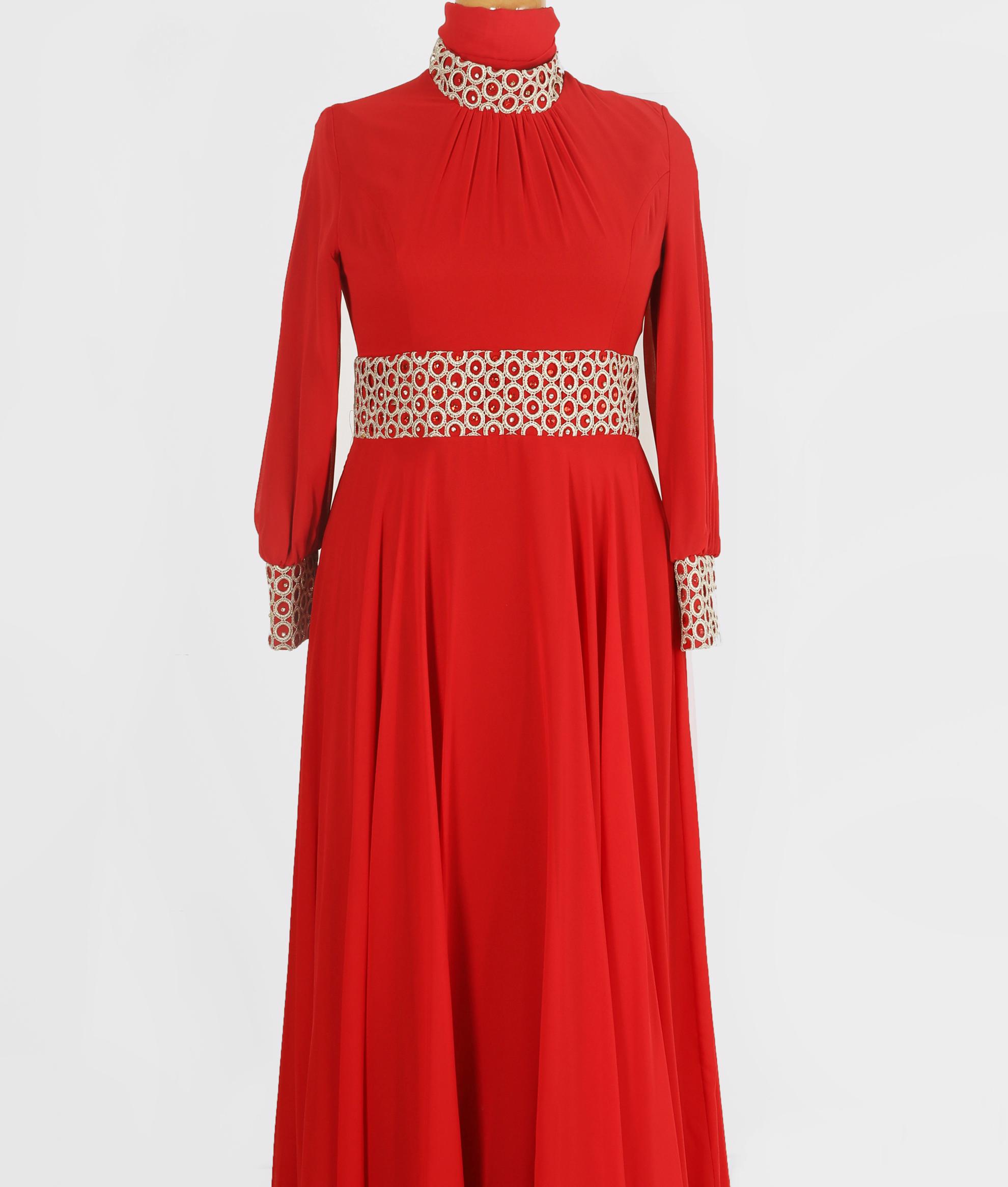 Tesettür giyim BORDO 5921 NEW MULTİ ŞİFON ABİYE 44/48 TEK42