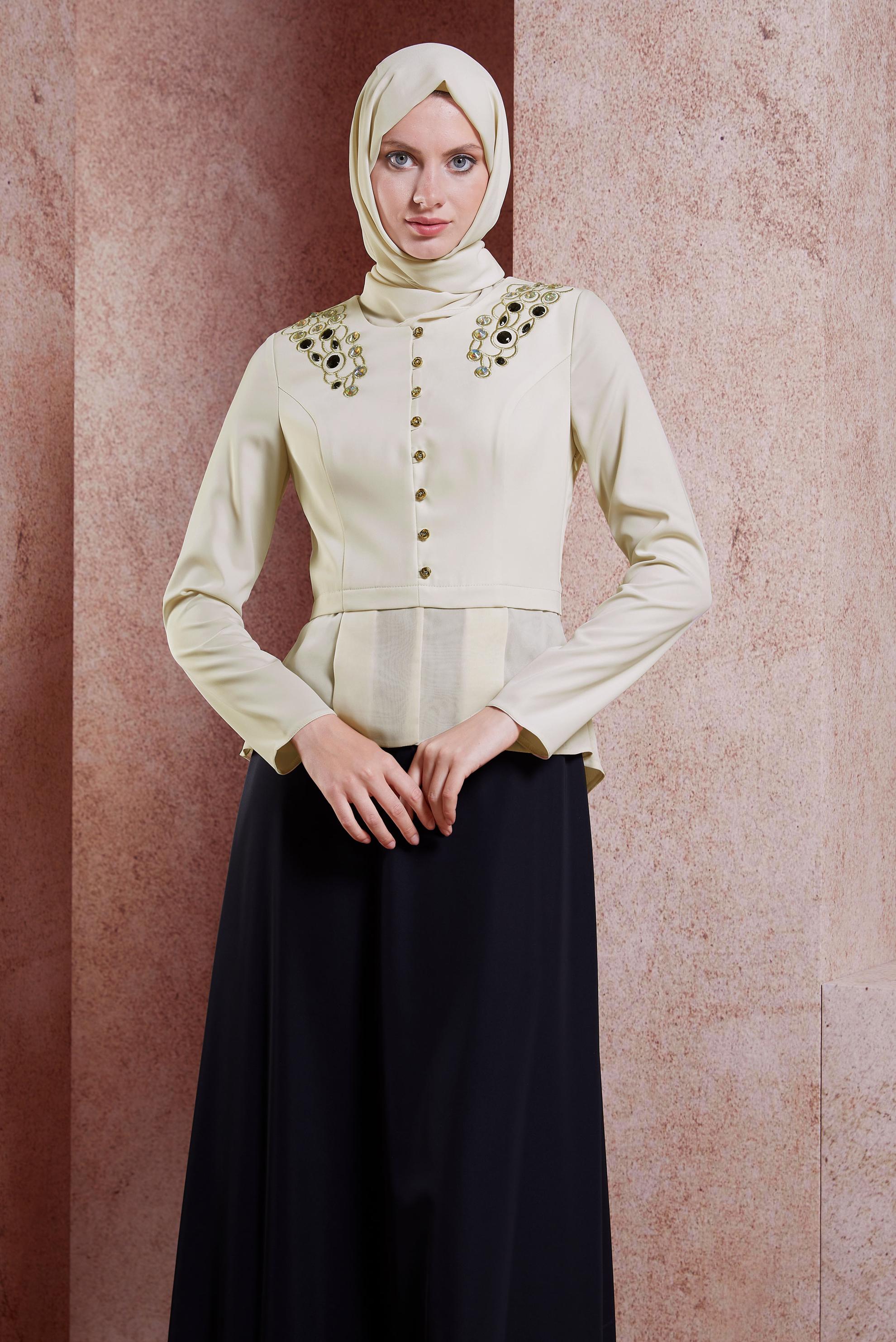 Tesettür giyim SİYAH VOLAN DETAYLI ABİYE ELBİSE 5944