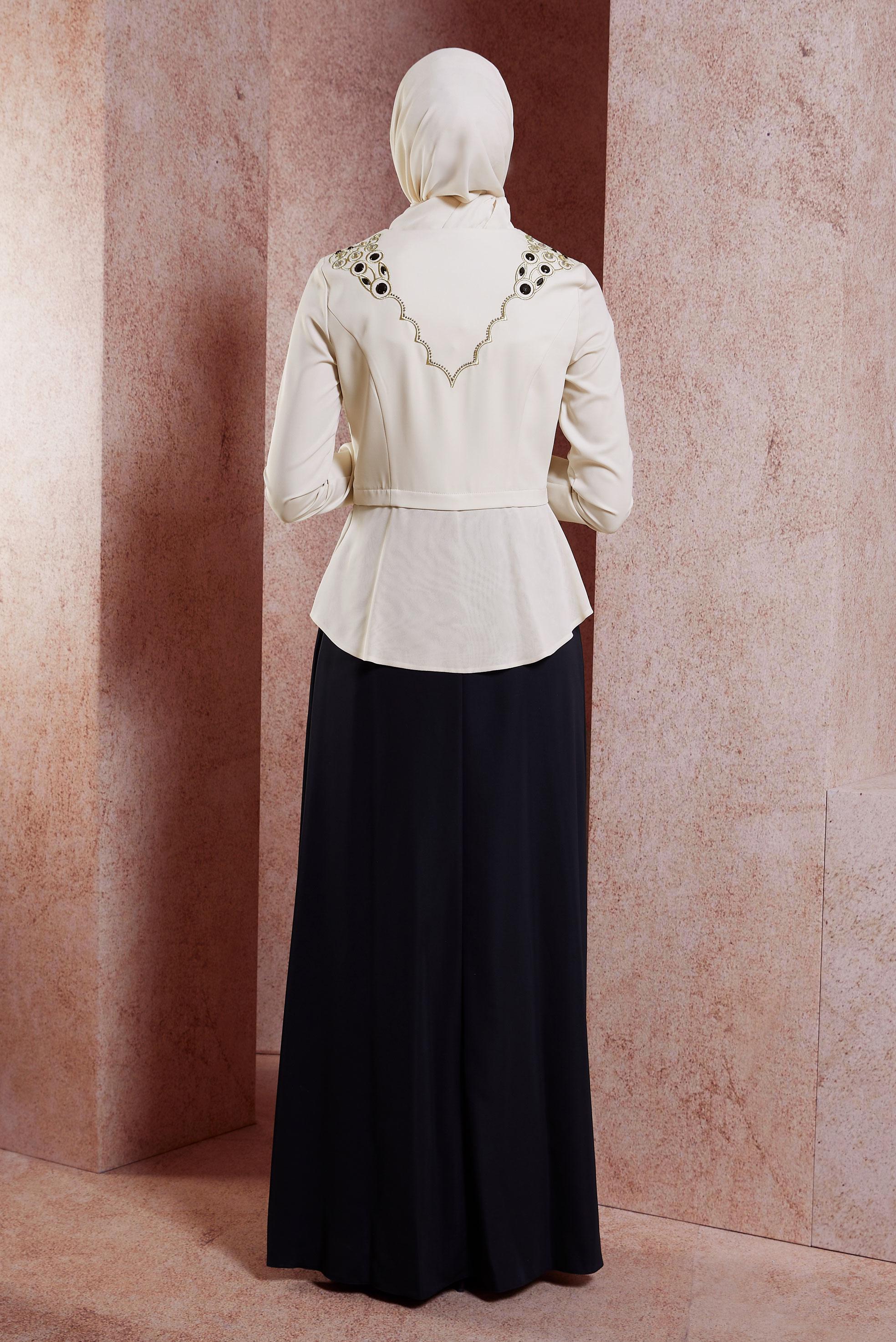 Tesettür giyim SİYAH VOLAN DETAYLI ABİYE ELBİSE 5944