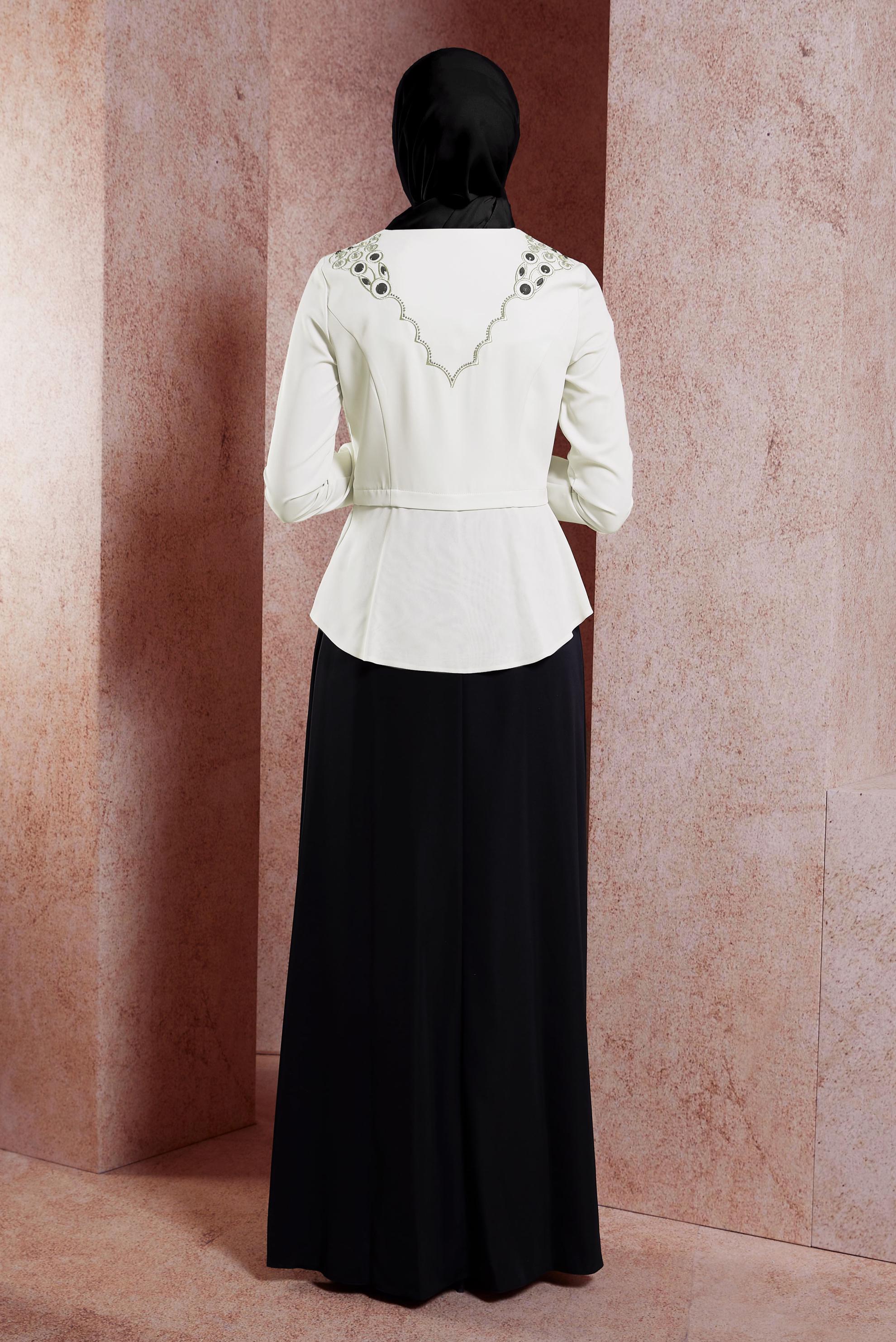 Tesettür giyim SİYAH VOLAN DETAYLI ABİYE ELBİSE 5944