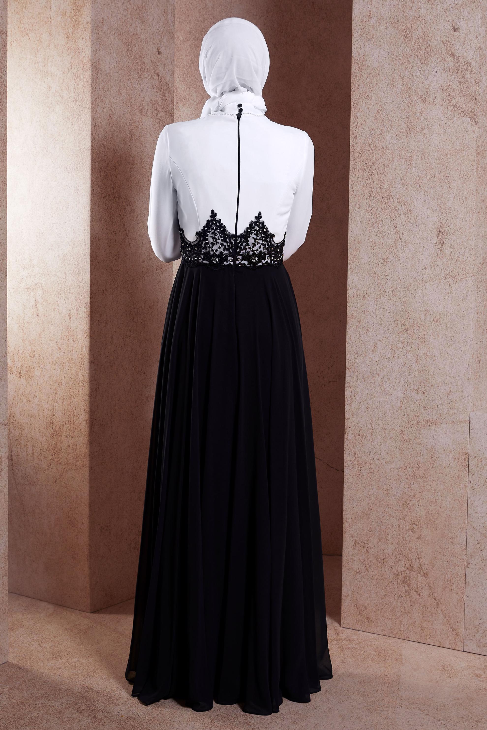 Tesettür giyim SİYAH ŞİFON ABİYE ELBİSE 5951