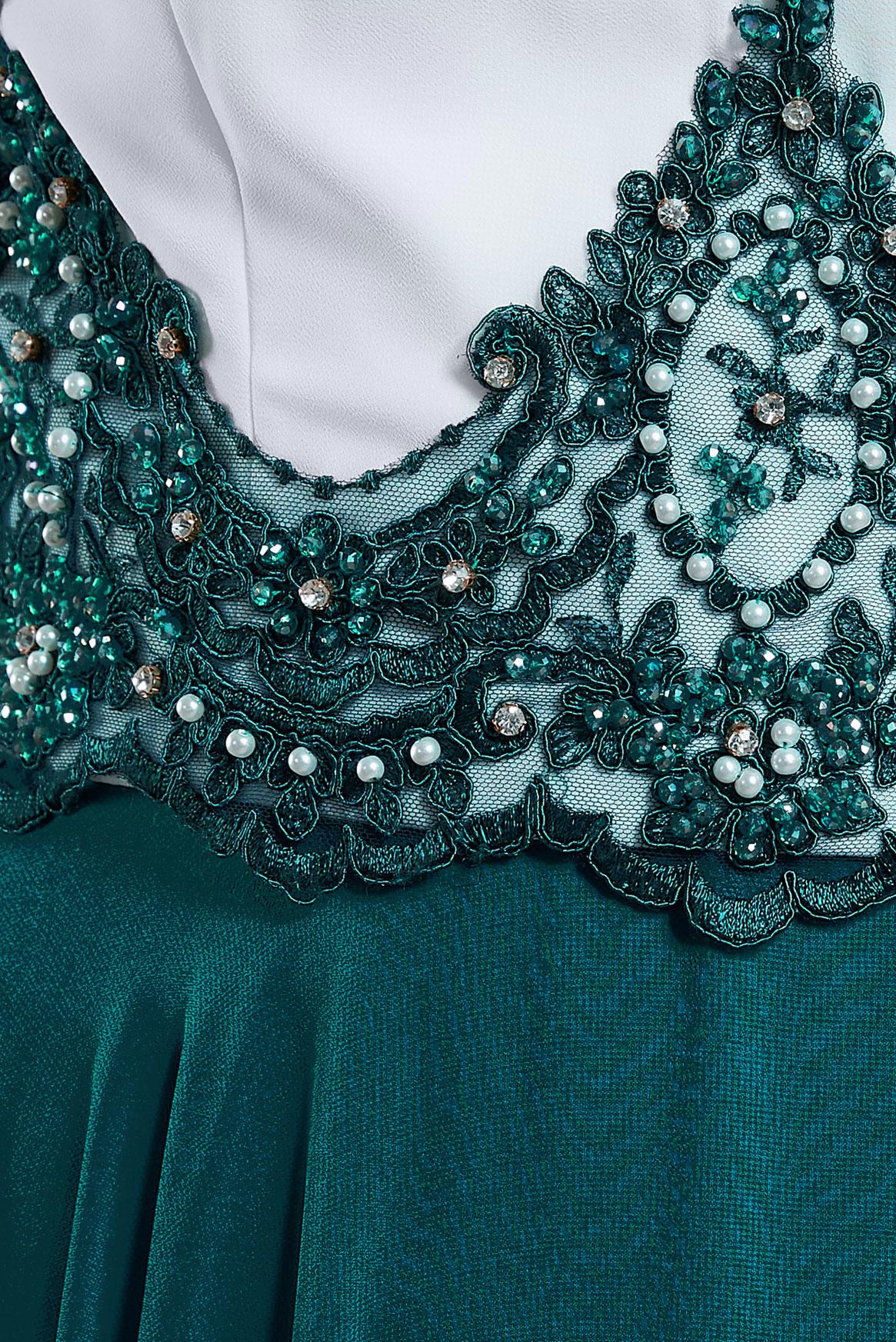 Tesettür giyim MAVİ ŞİFON ABİYE ELBİSE 5951