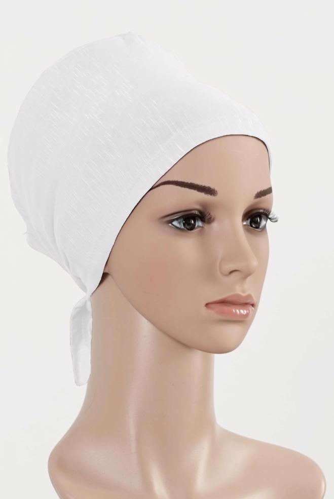 Vêtements hijab BLANC BONNET COTON PEIGNE 5050 - ALVİNA