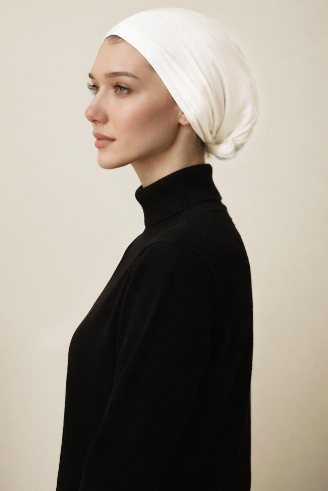 Tesettür giyim BEYAZ PENYE BONE 5050  - ALVİNA