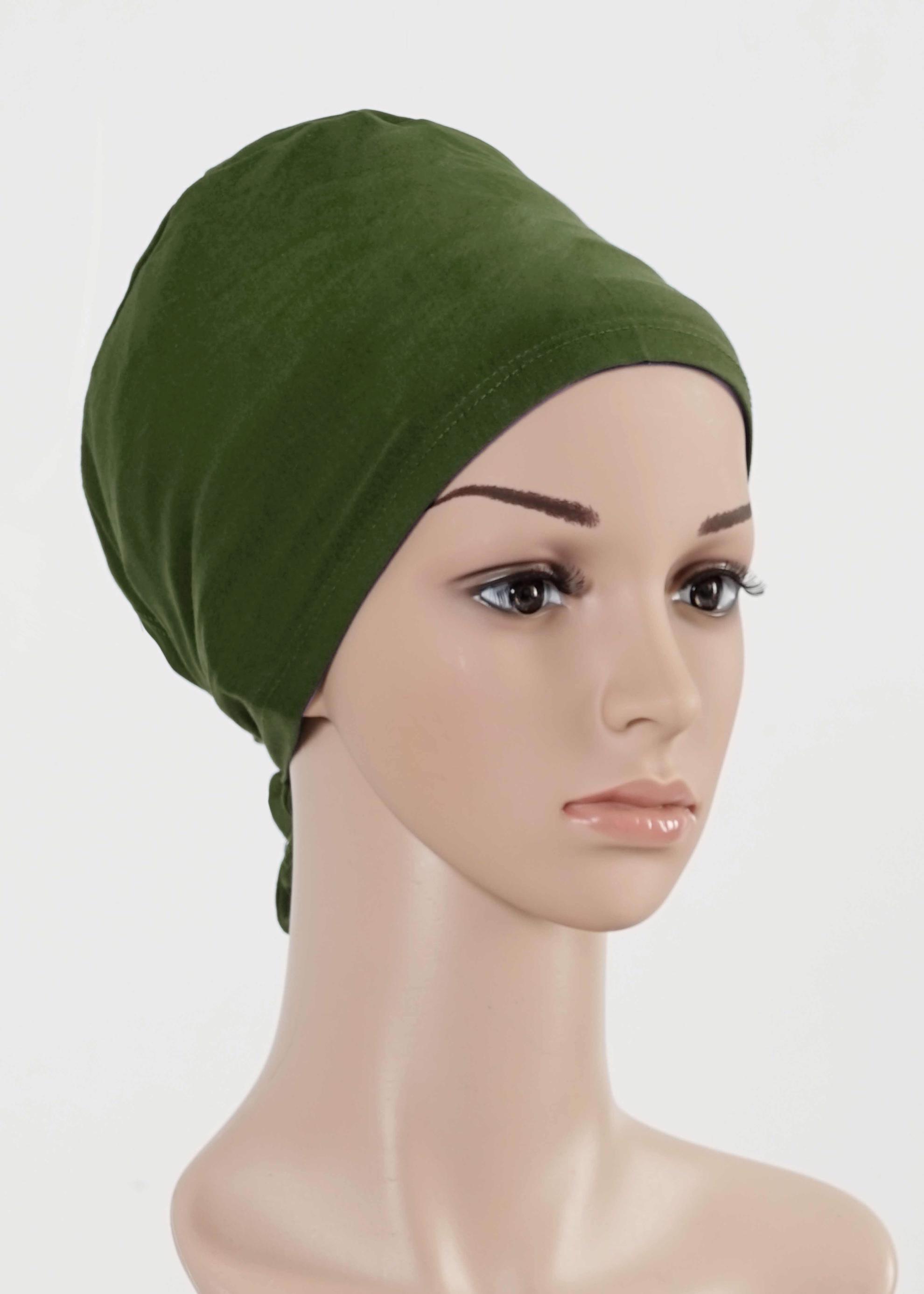 Hijab clothing GREEN COMBED COTTON BONNET 5050 