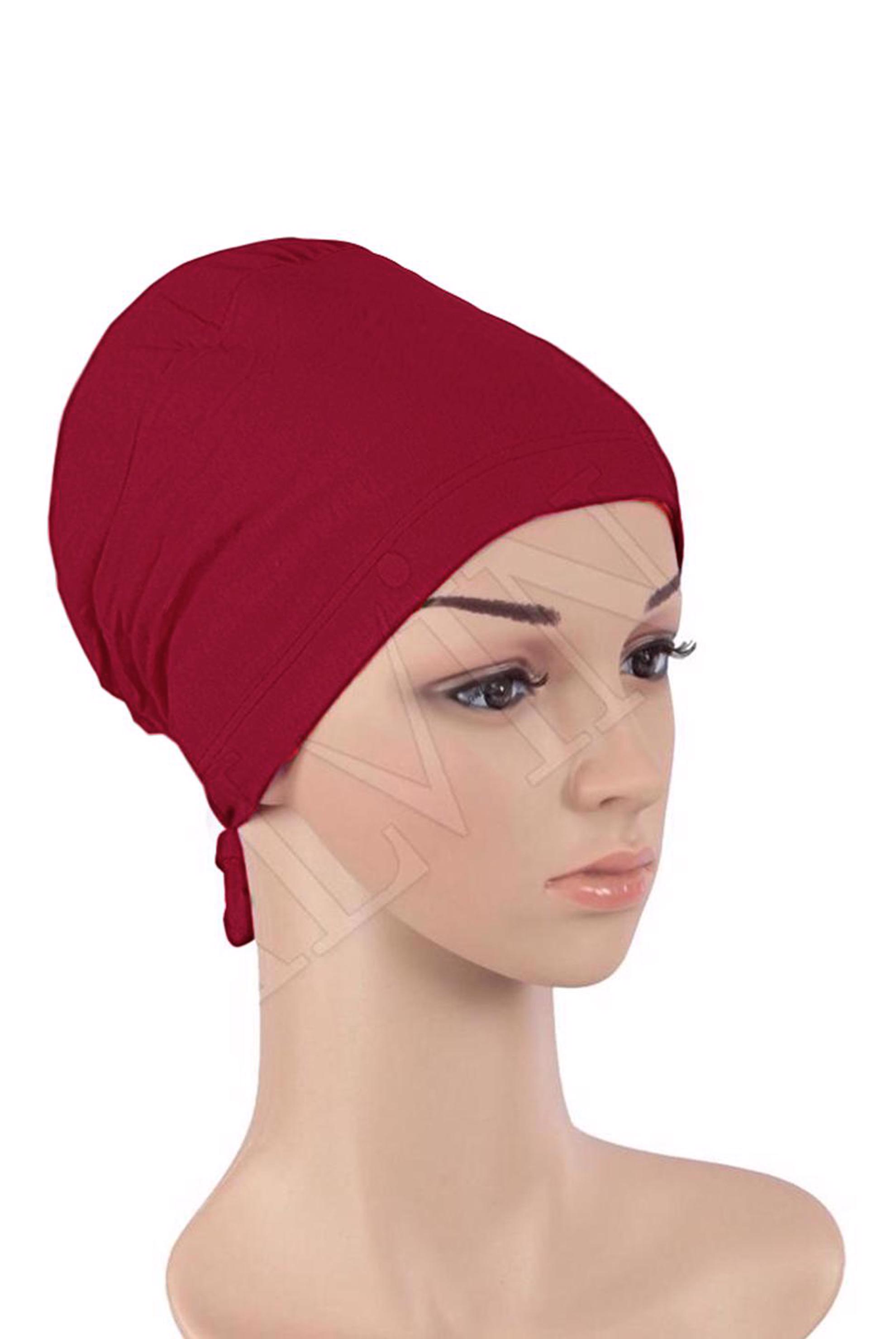 Hijab clothing RED COMBED COTTON BONNET 5050 