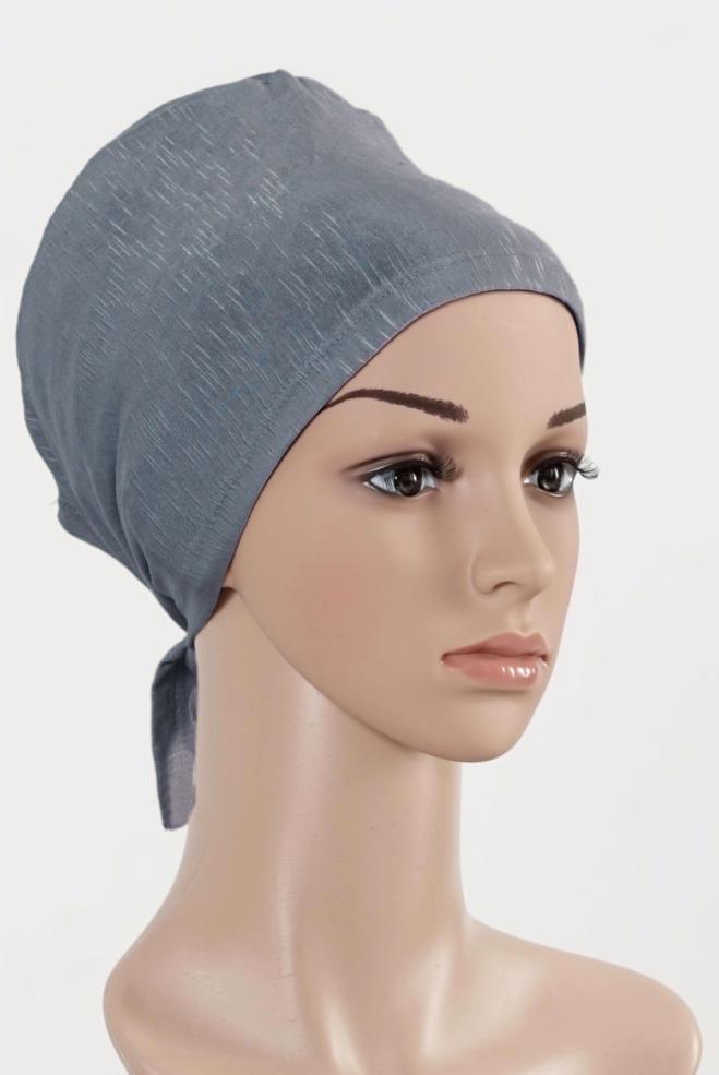 Vêtements hijab GRIS BONNET COTON PEIGNE 5050 - ALVİNA