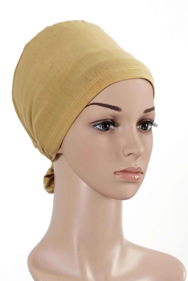 Vêtements hijab JAUNE BONNET COTON PEIGNE 5050 - ALVİNA