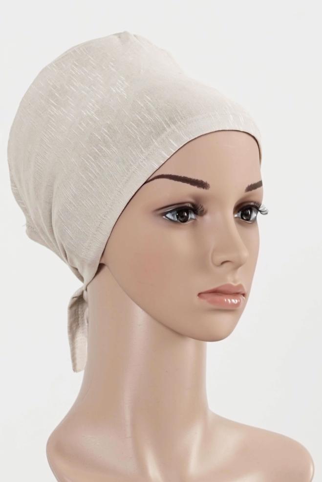 Vêtements hijab BEIGE BONNET COTON PEIGNE 5050 - ALVİNA