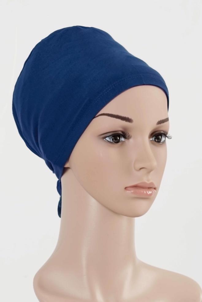 Vêtements hijab BLEU MARINE BONNET COTON PEIGNE 5050 - ALVİNA