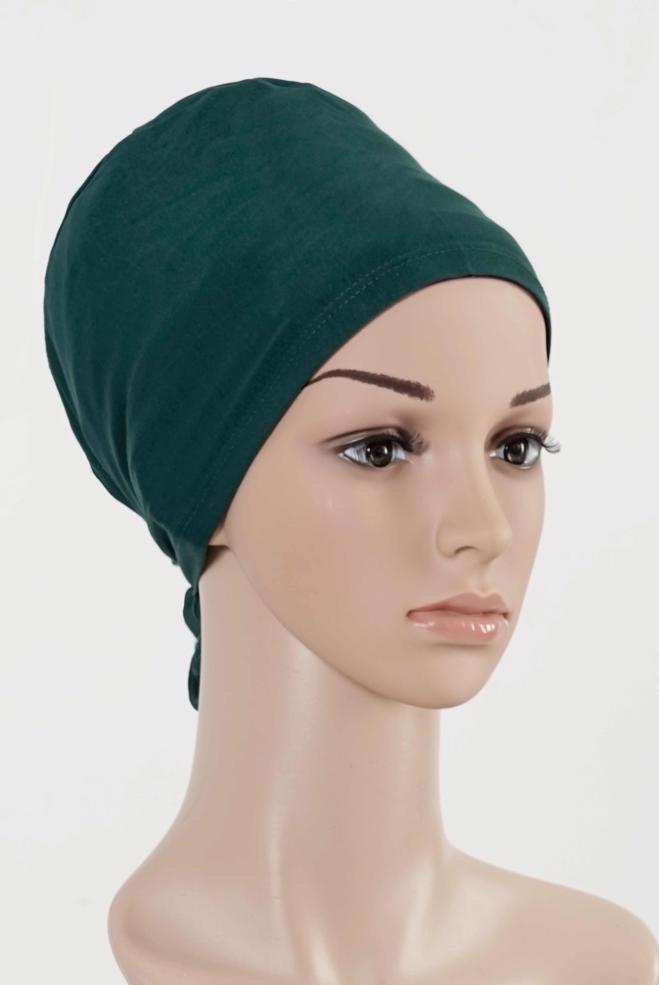 Vêtements hijab VERT BONNET COTON PEIGNE 5050 - ALVİNA