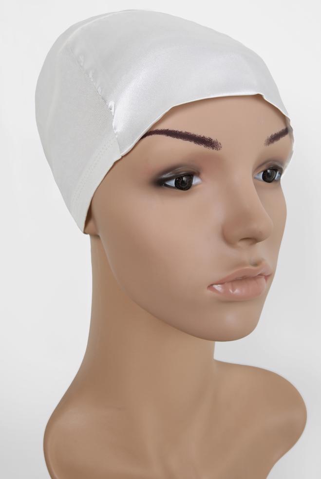 Vêtements hijab BLANC BONNET SOUS-FOULARD SATIN 5055 - ALVİNA