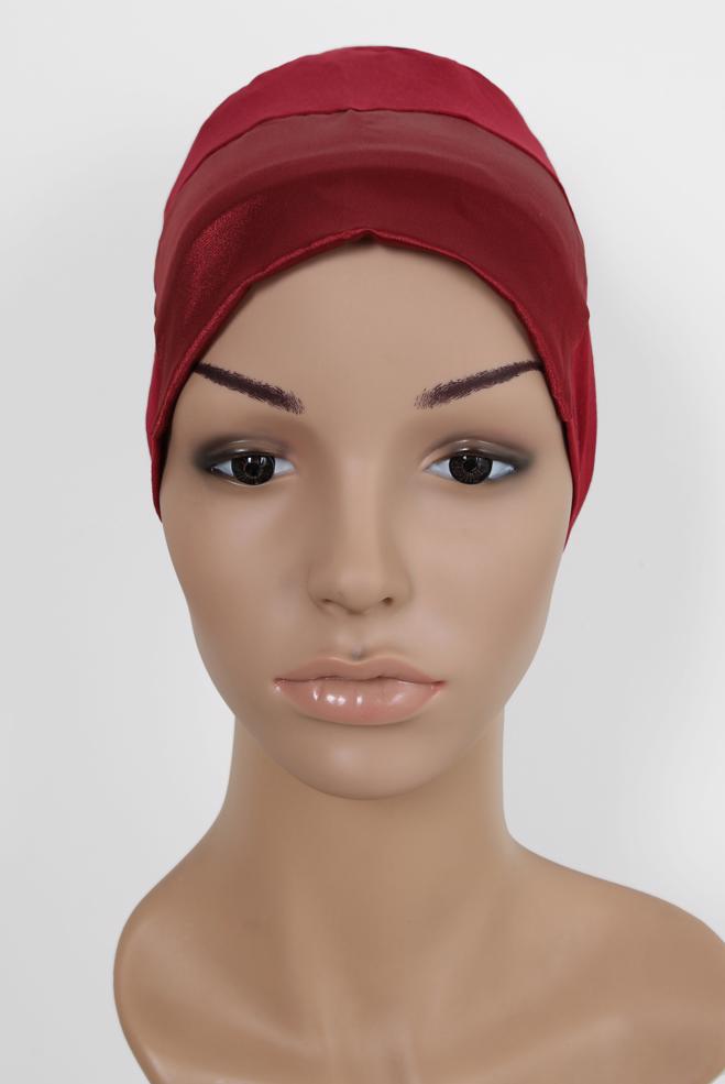 Vêtements hijab ROUGE BORDEAUX BONNET SOUS-FOULARD SATIN 5055 - ALVİNA