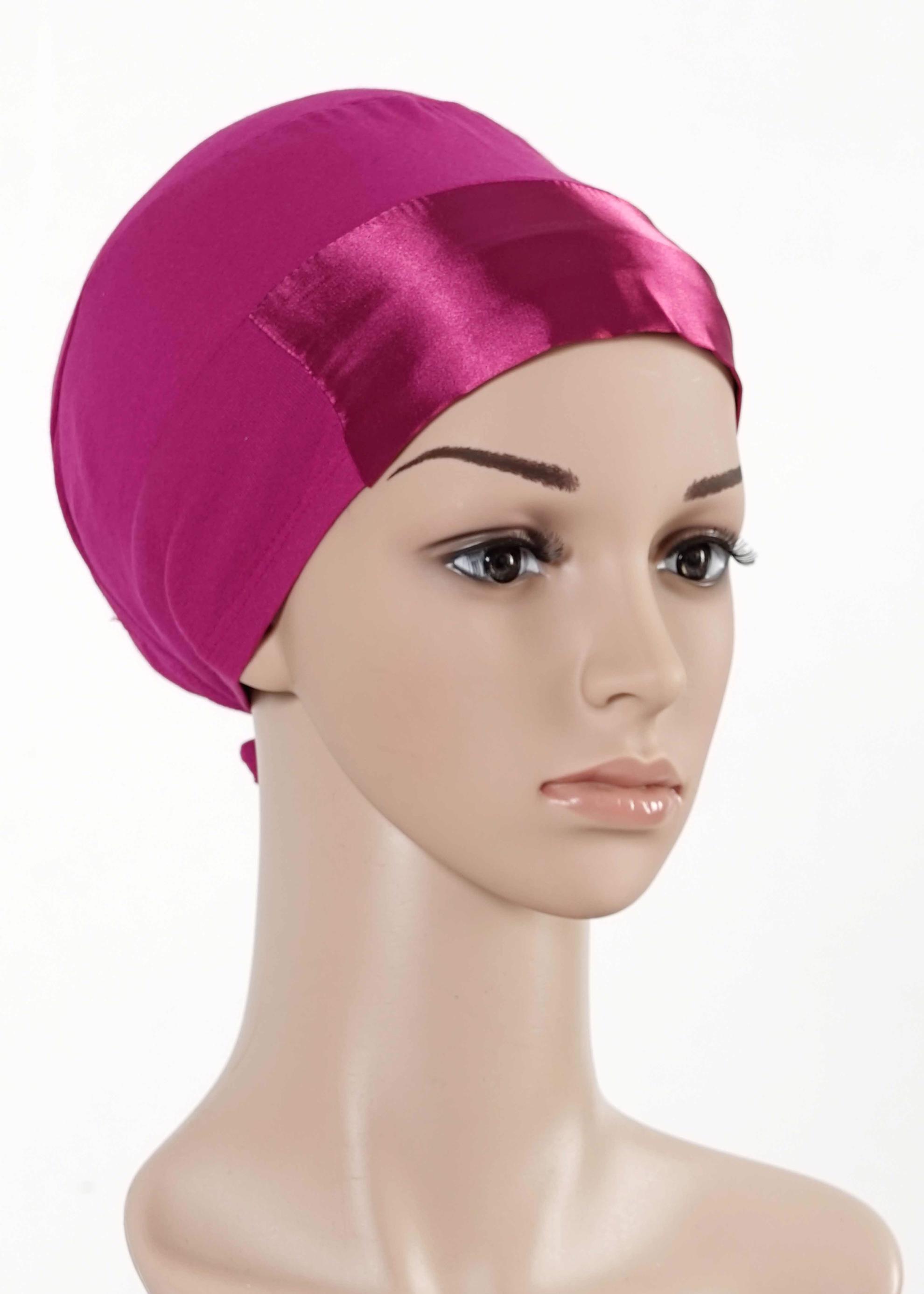 Tesettür giyim FUŞYA SATEN BONE 5055 