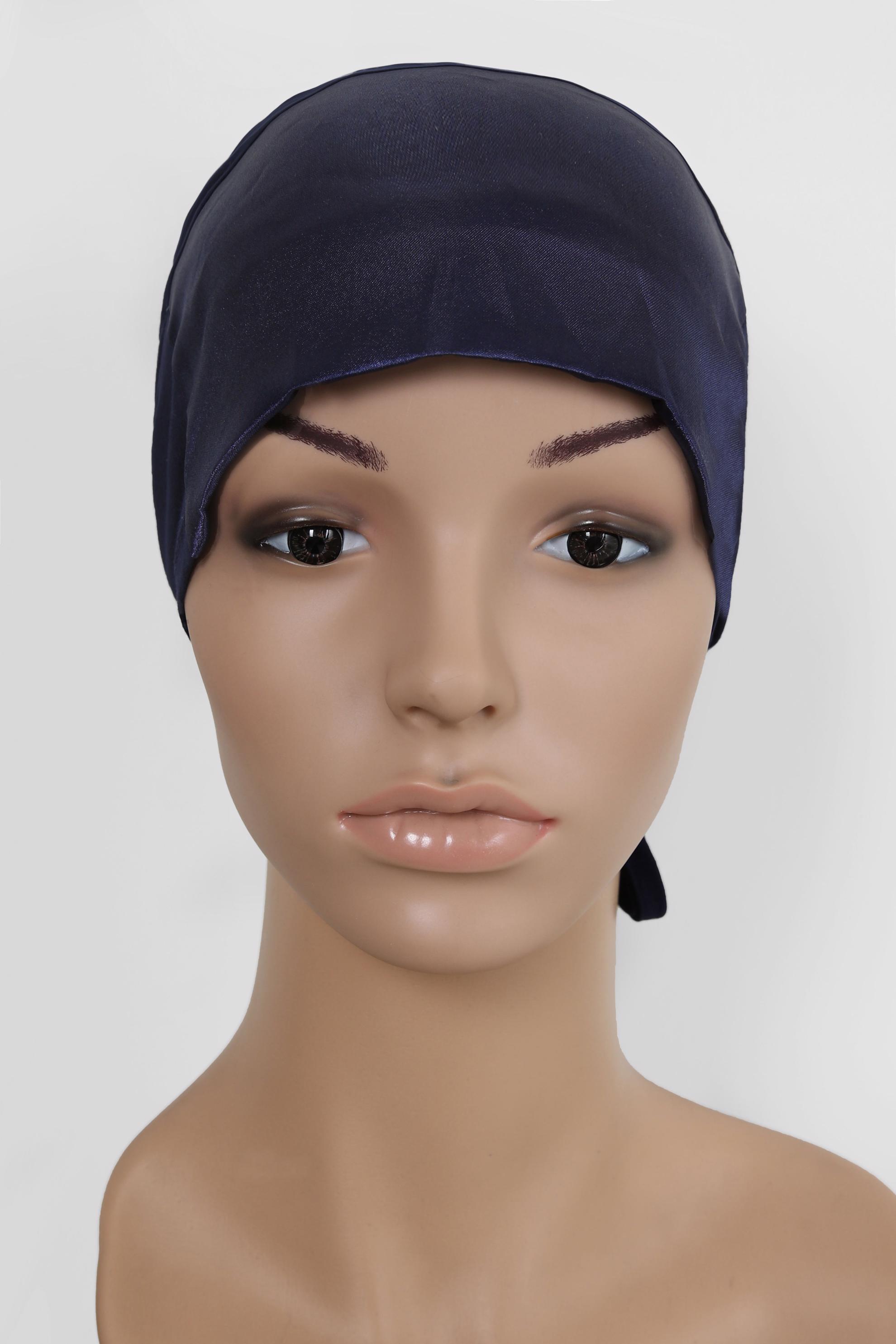 Hijab clothing NAVY BLUE SATIN UNDER-SCARF BONNET 5055 
