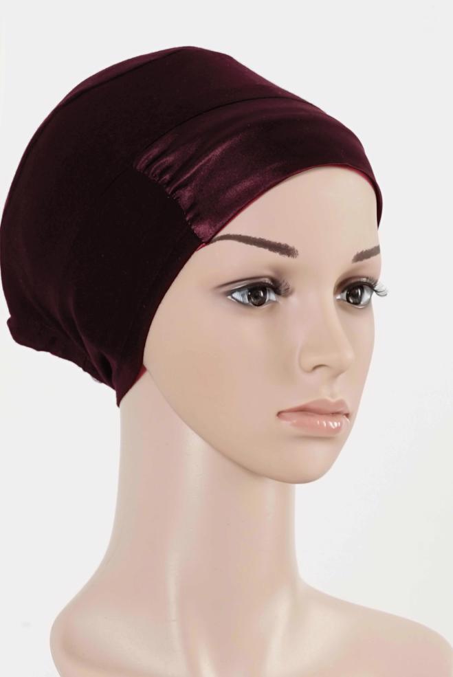 Vêtements hijab ROUGE BORDEAUX BONNET SOUS-FOULARD SATIN 5055 - ALVİNA