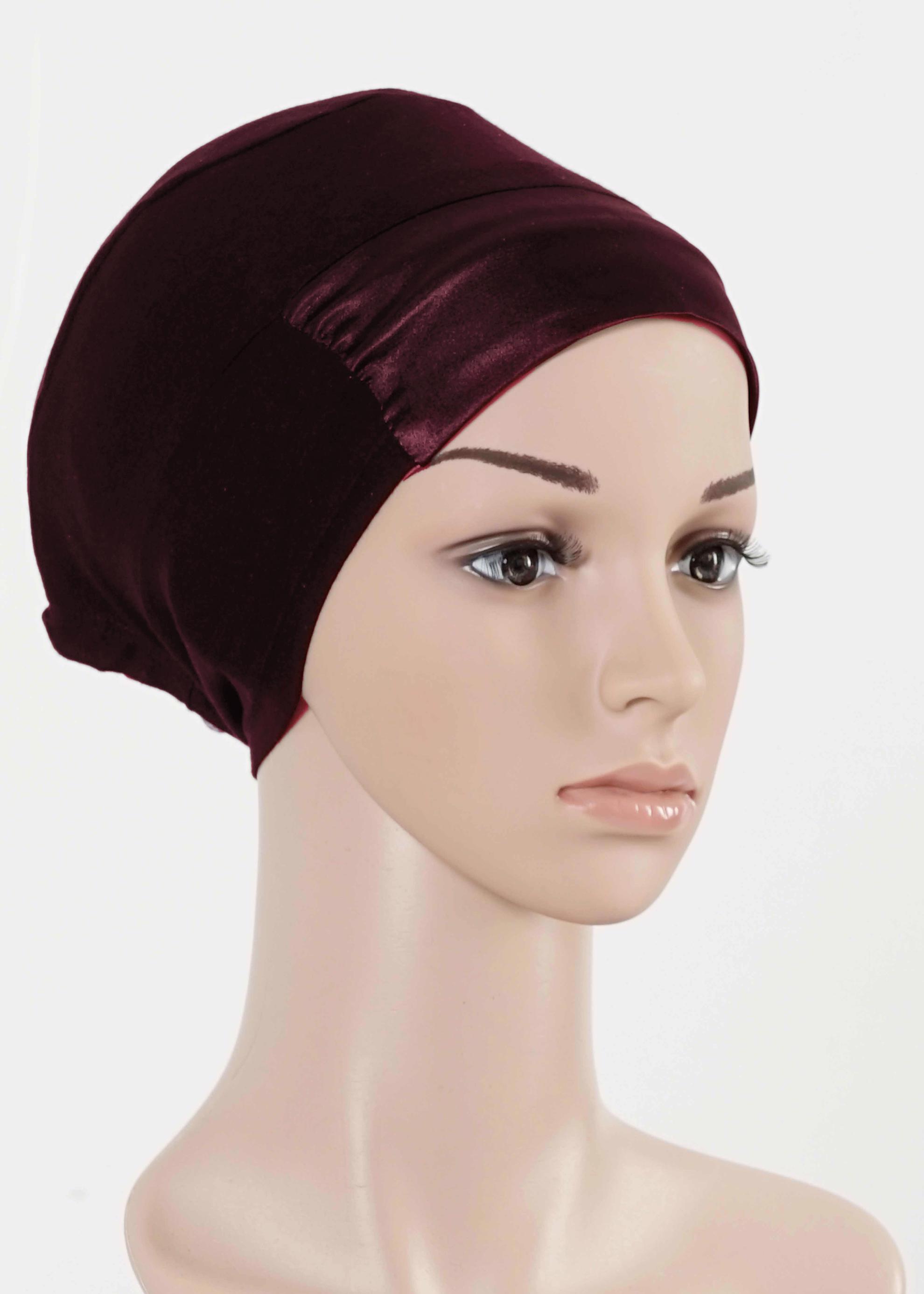 Tesettür giyim BORDO SATEN BONE 5055 