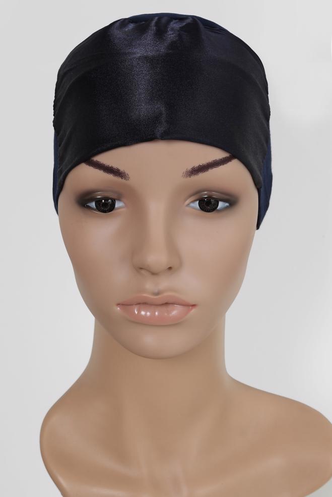 Vêtements hijab BLEU MARINE BONNET SOUS-FOULARD SATIN 5055 - ALVİNA