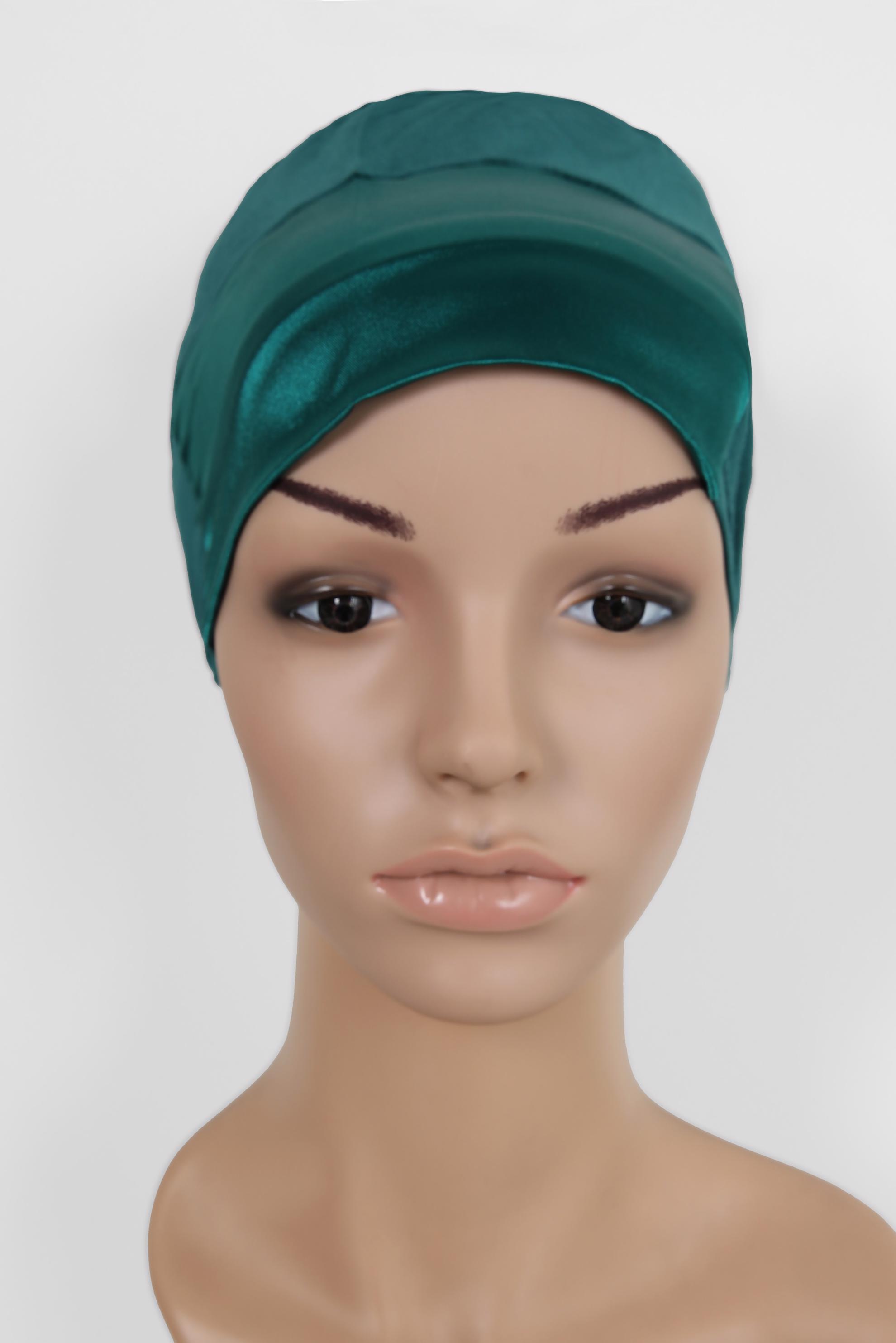 Hijab clothing GREEN SATIN UNDER-SCARF BONNET 5055 