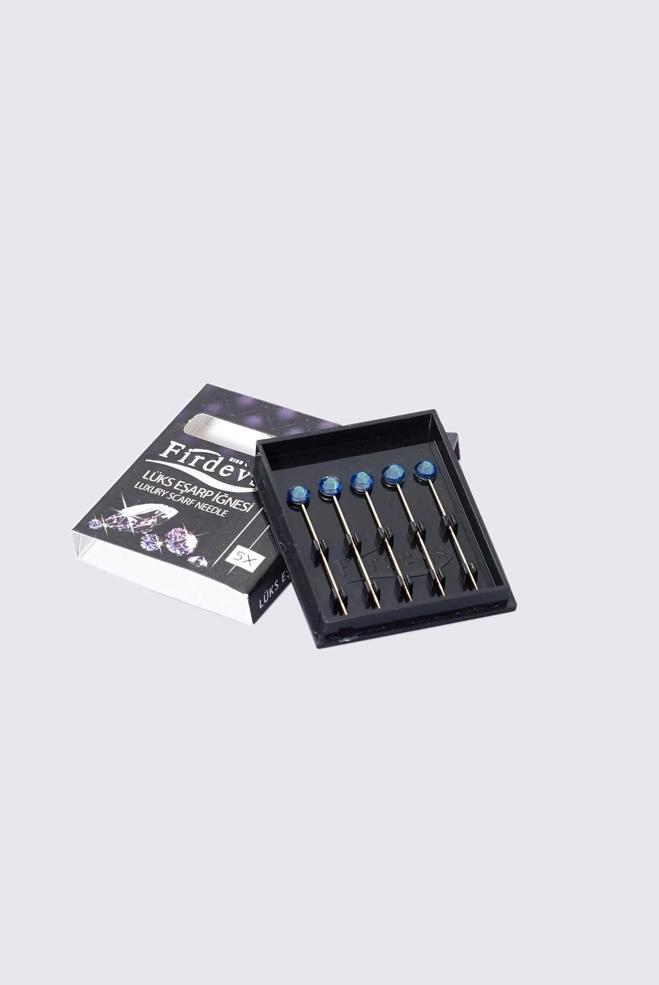 Hijab clothing NAVY BLUE 5-PIECE NEEDLE WITH GEM 8054  - ALVİNA