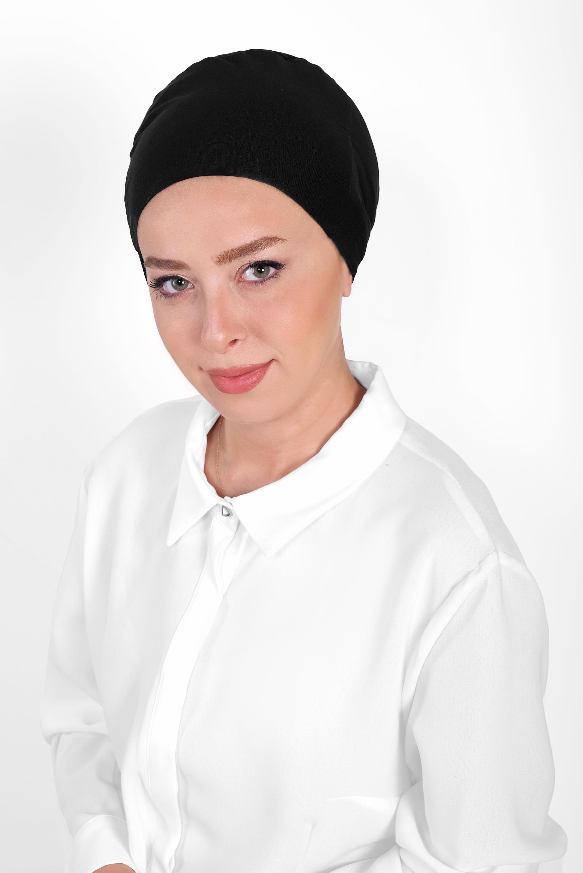 Tesettür giyim SİYAH DİKİŞSİZ PENYE BONE 40064-1 