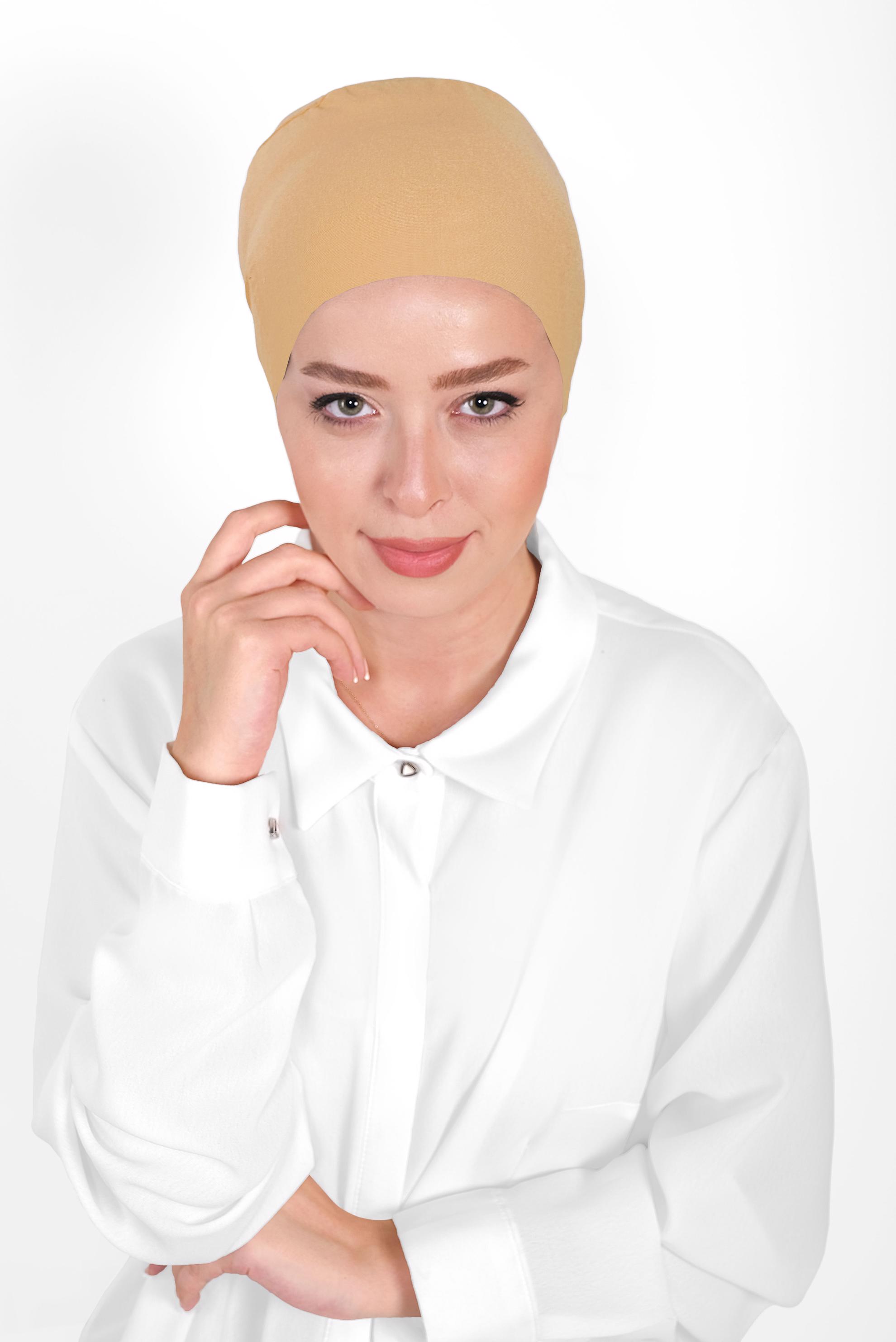 Vêtements hijab JAUNE BONNET PEIGNÉ SANS COUTURE 40064-1 