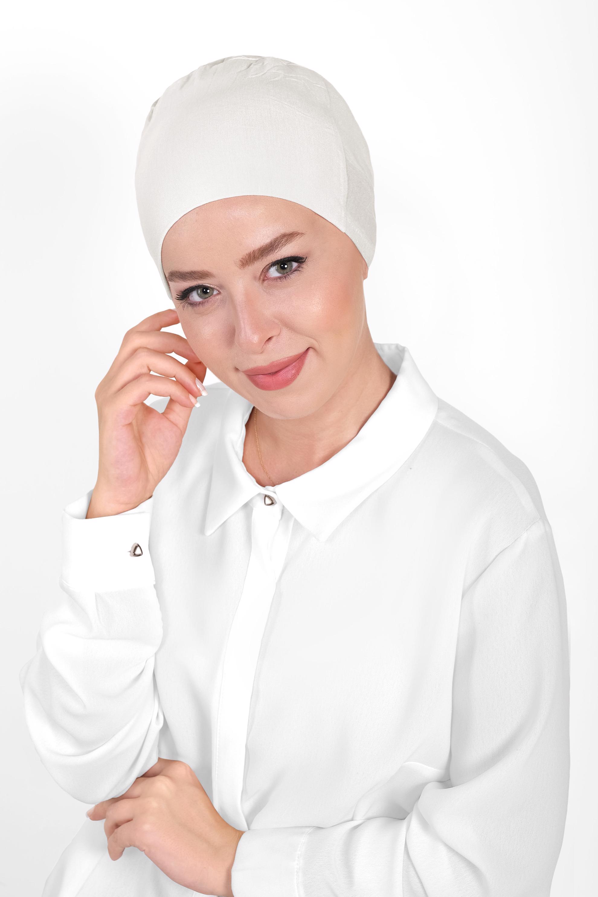 Vêtements hijab BEIGE BONNET PEIGNÉ SANS COUTURE 40064-1 