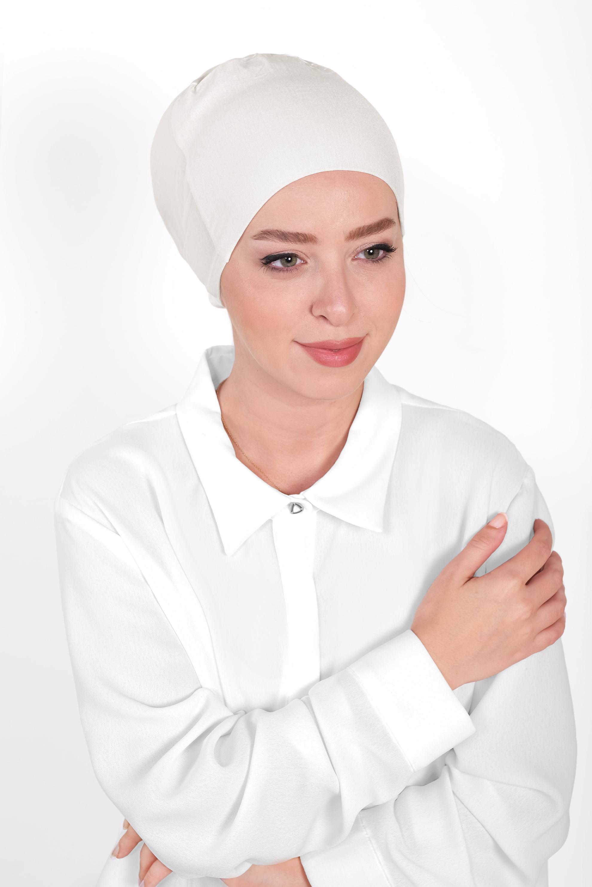 Vêtements hijab BEIGE BONNET PEIGNÉ SANS COUTURE 40064-1 