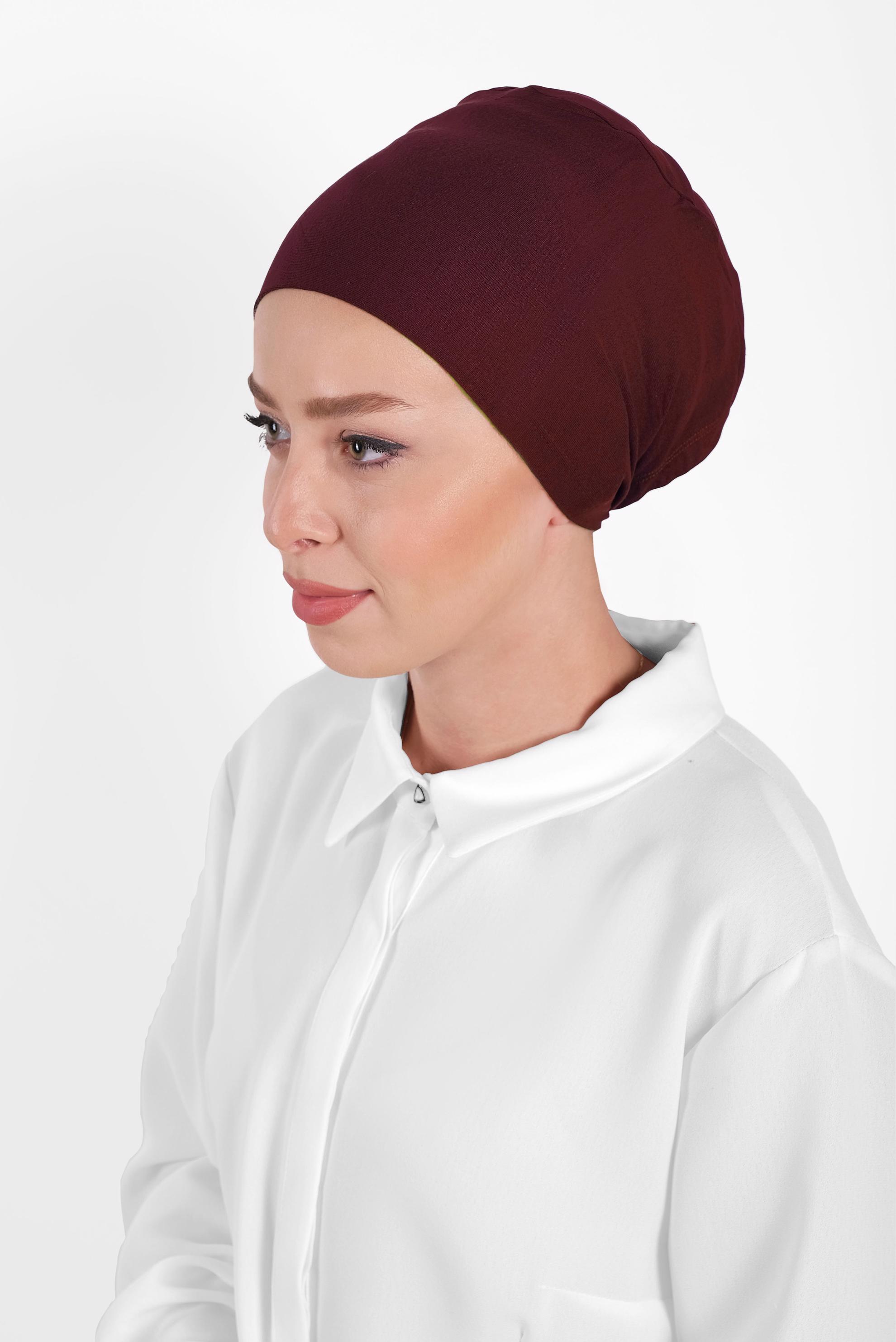 Tesettür giyim BORDO DİKİŞSİZ PENYE BONE 40064-1 