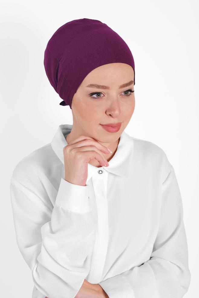 Vêtements hijab FUCHSIA BONNET PEIGNÉ SANS COUTURE 40064-1  - ALVİNA