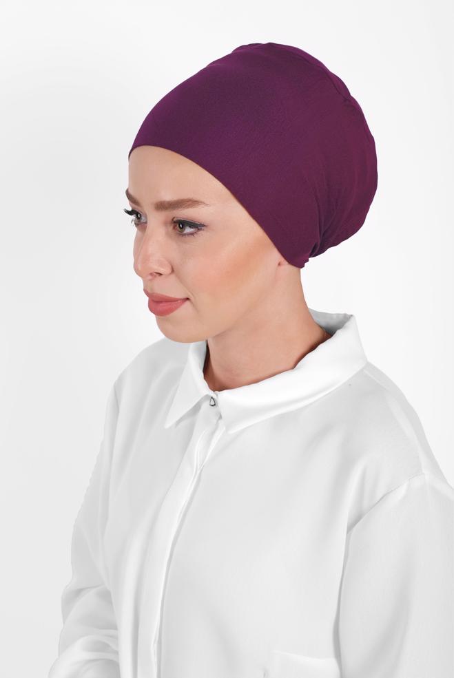 Vêtements hijab FUCHSIA BONNET PEIGNÉ SANS COUTURE 40064-1  - ALVİNA