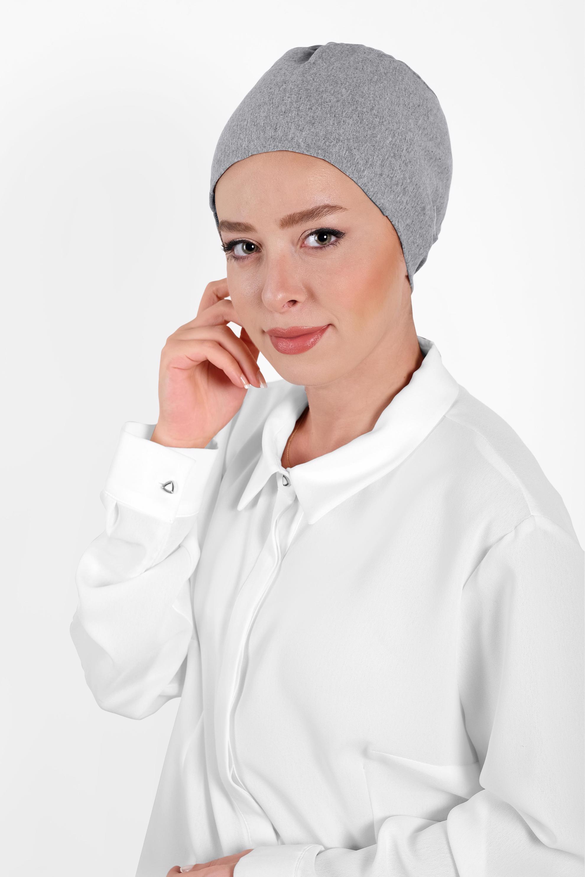 Vêtements hijab GRIS BONNET PEIGNÉ SANS COUTURE 40064-1 