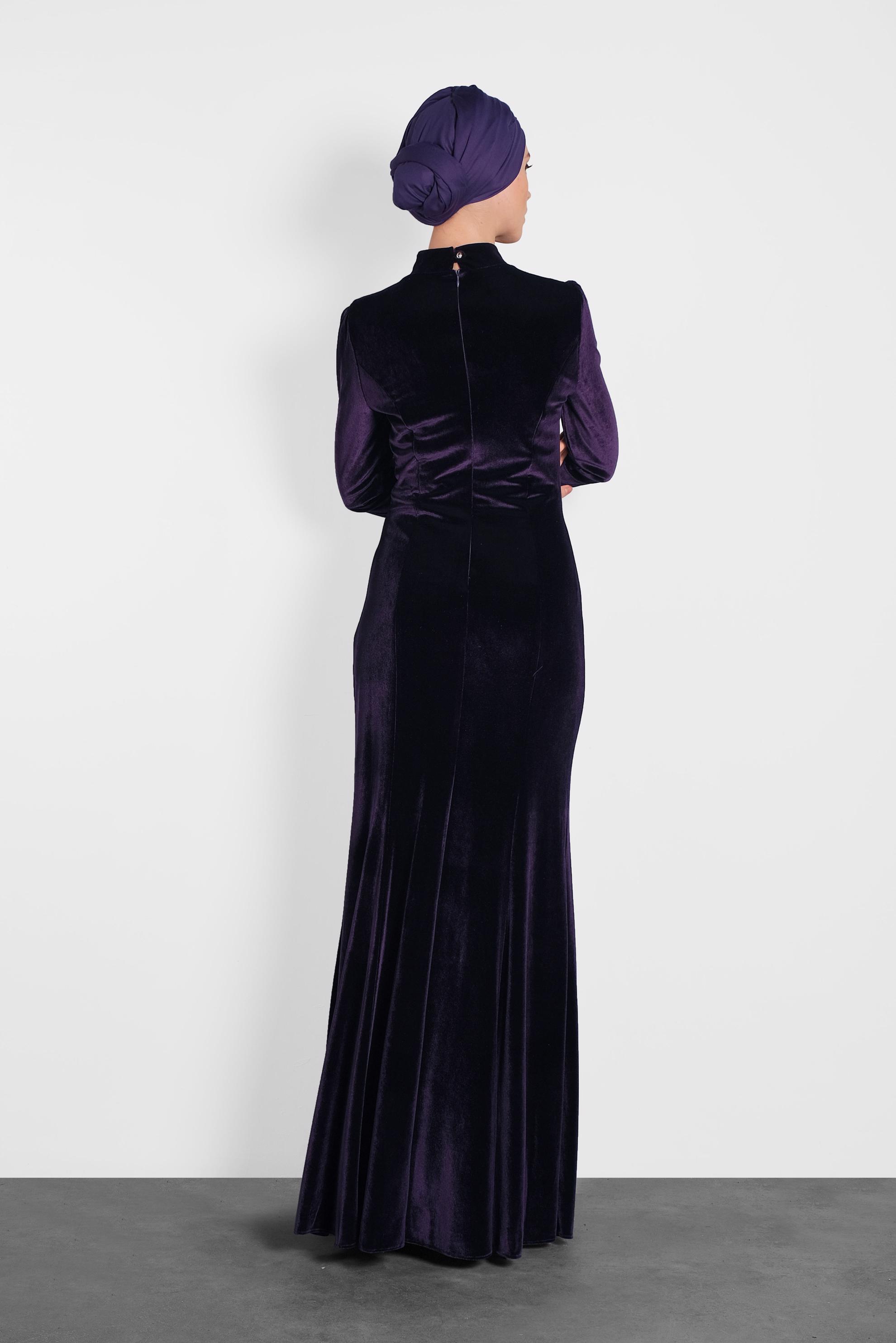 Hijab clothing PURPLE VELVET EVENING DRESS 5964