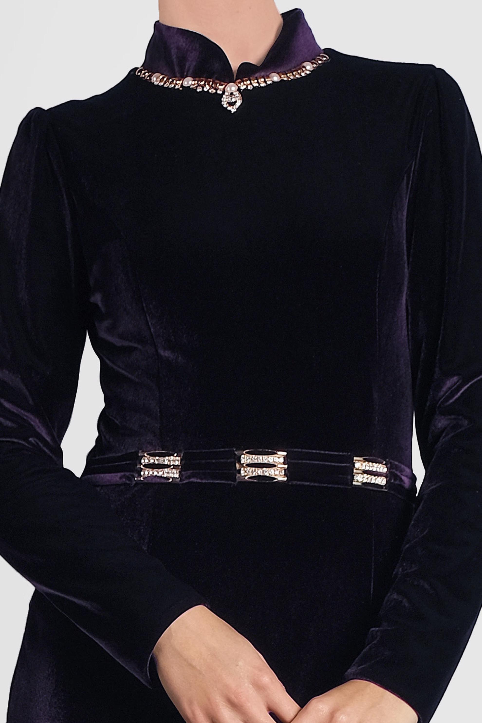 Hijab clothing PURPLE VELVET EVENING DRESS 5964
