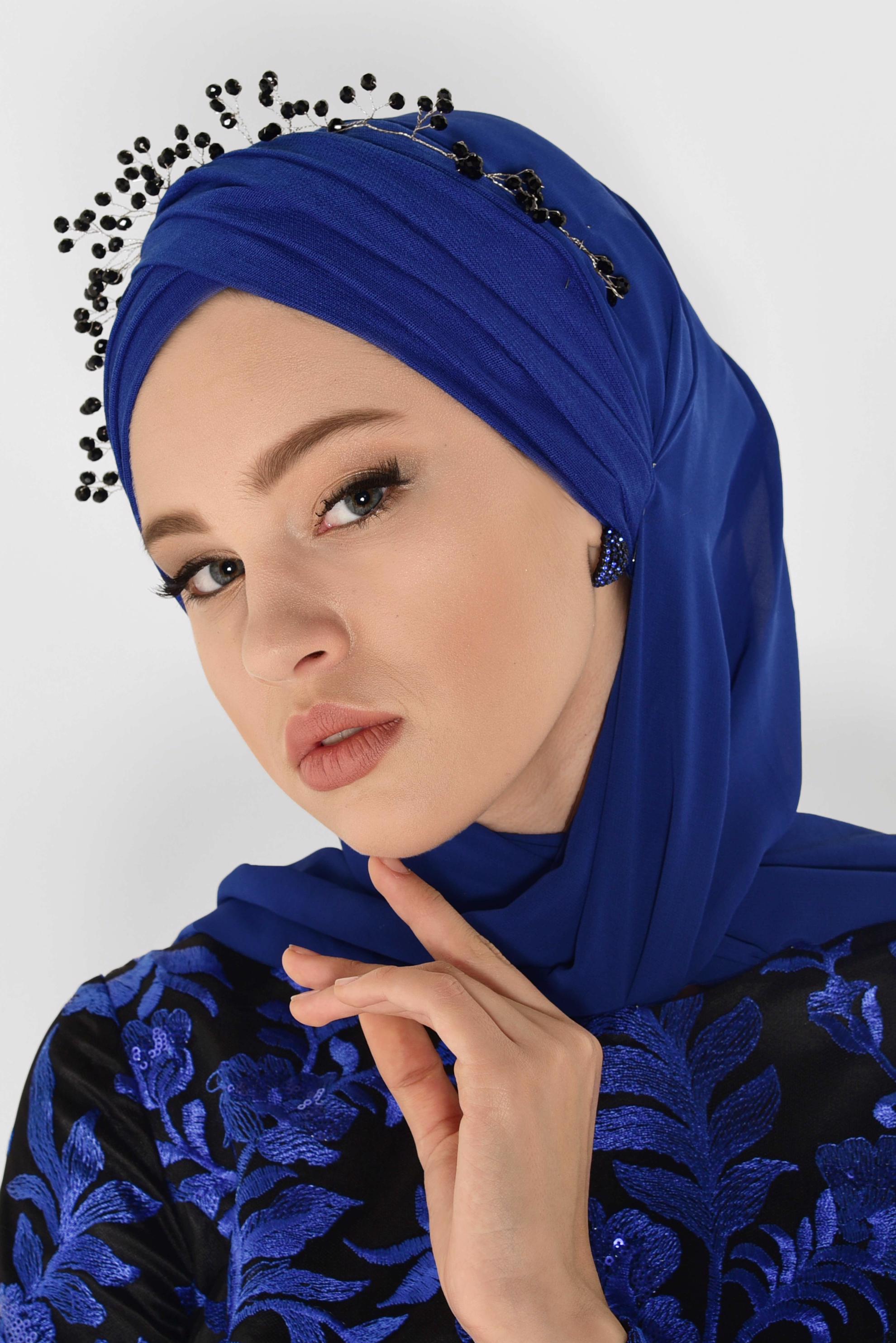 Tesettür giyim LACİVERT 5976 BRODE 14025 ABİYE 38/44