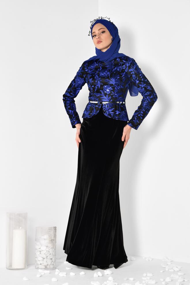 Vêtements hijab BLEU MARINE 5976 BRODE 14025 ABİYE 38/44 - ALVİNA