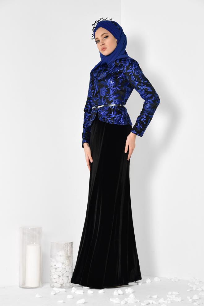 Vêtements hijab BLEU MARINE 5976 BRODE 14025 ABİYE 38/44 - ALVİNA
