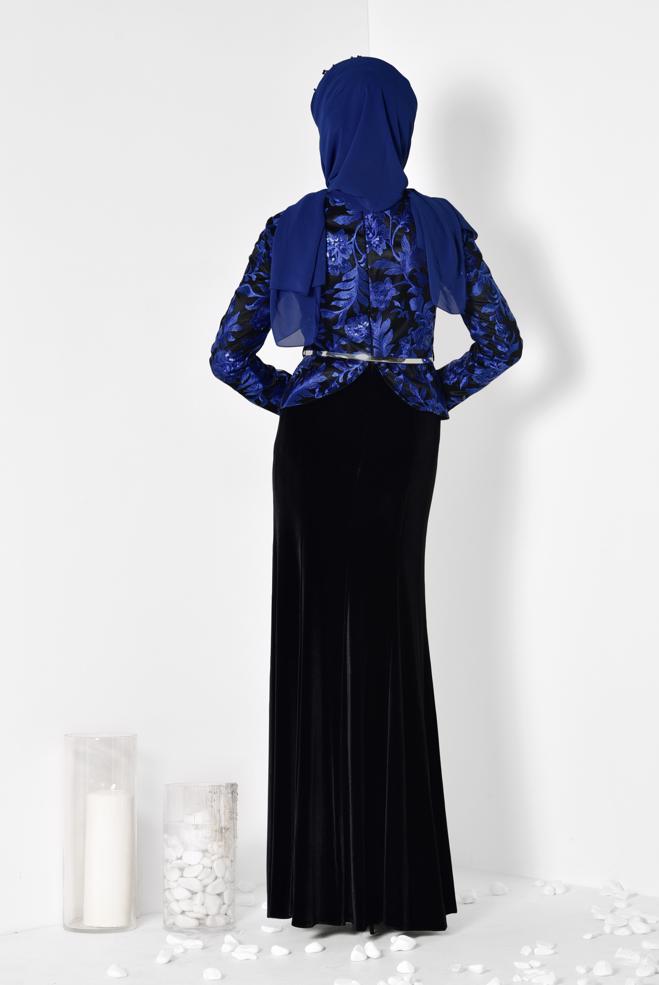 Vêtements hijab BLEU MARINE 5976 BRODE 14025 ABİYE 38/44 - ALVİNA