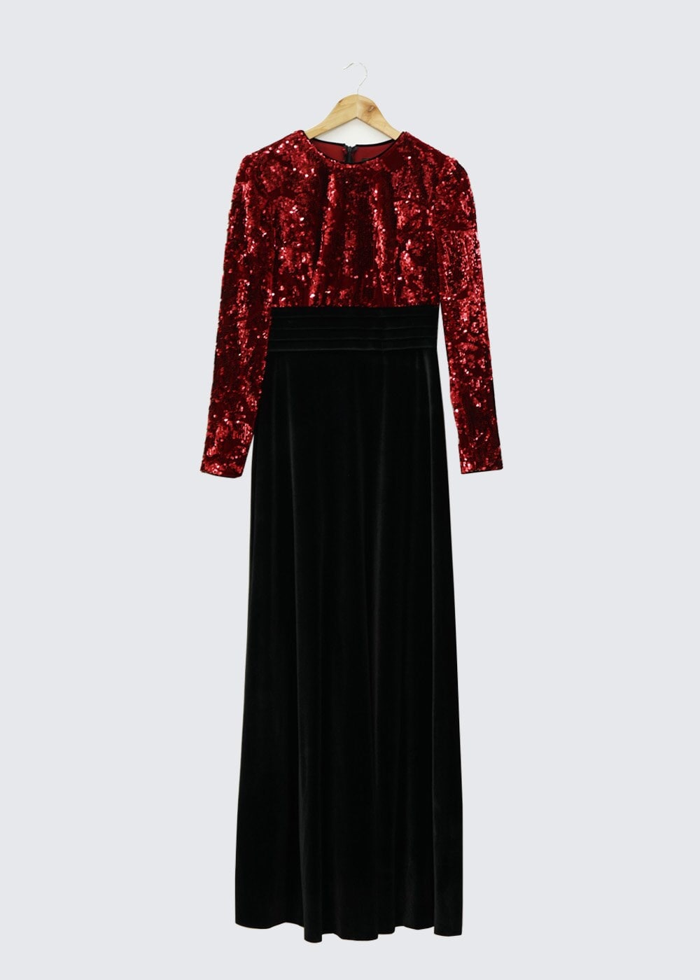 Hijab clothing BLACK SEQUIN DETAIL VELVET EVENING DRESS 5988 