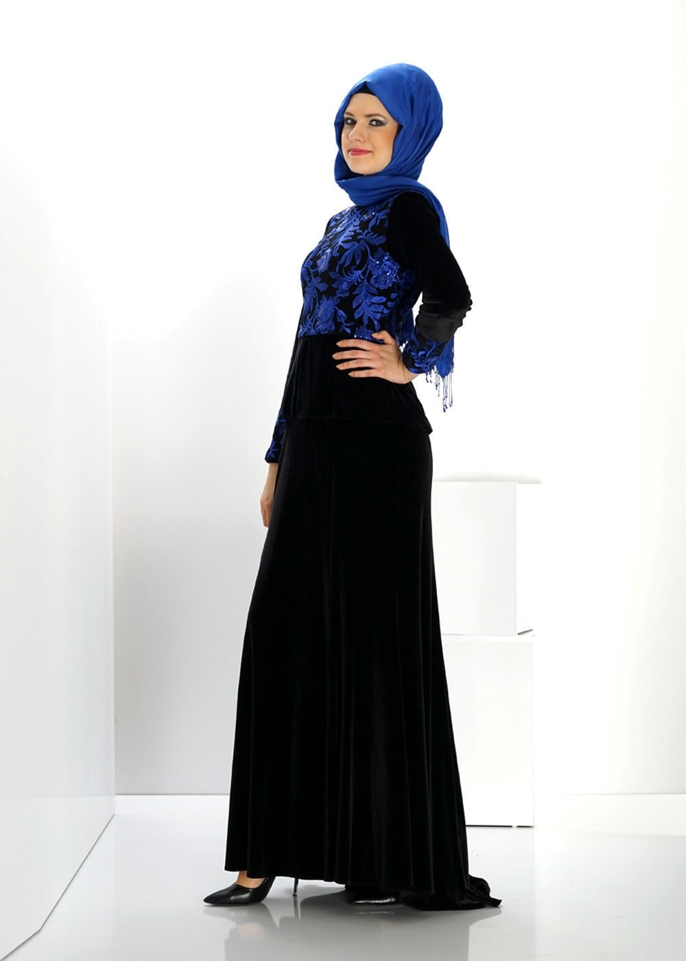 Hijab clothing NAVY BLUE 5973-1 BRODE 14025 ABİYE 38/44